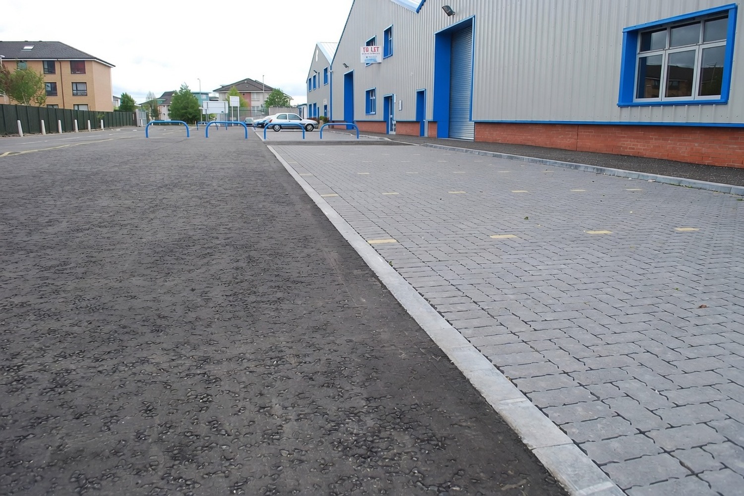 Finished paving on an industrial yard